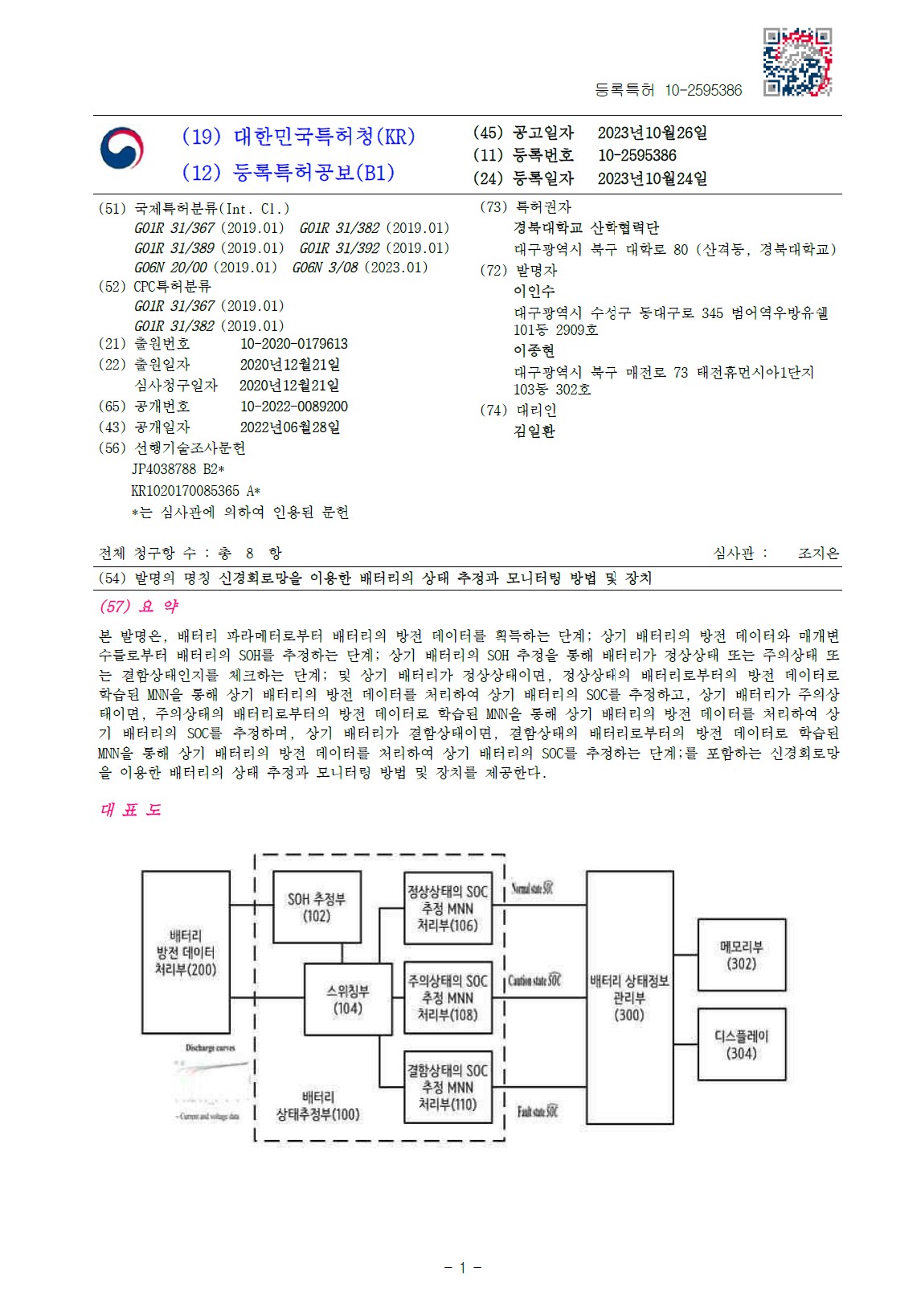 신경회로망을 이용한 배터리의 상태 추정과 모니터링 방법 및 장치
